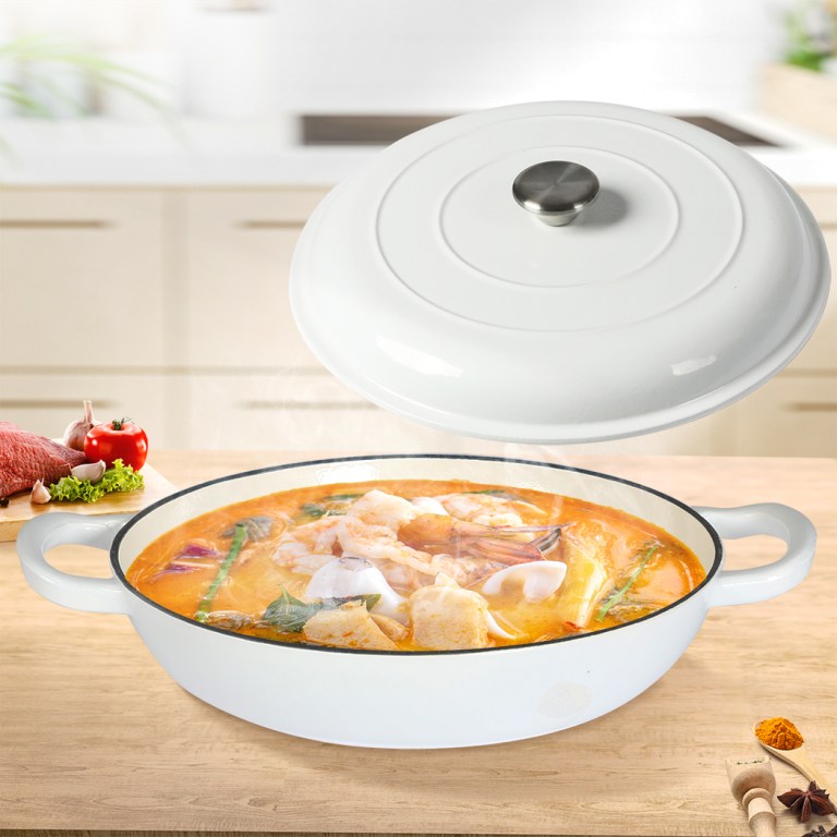 toque 3.5l enamel dutch oven pan in white colour