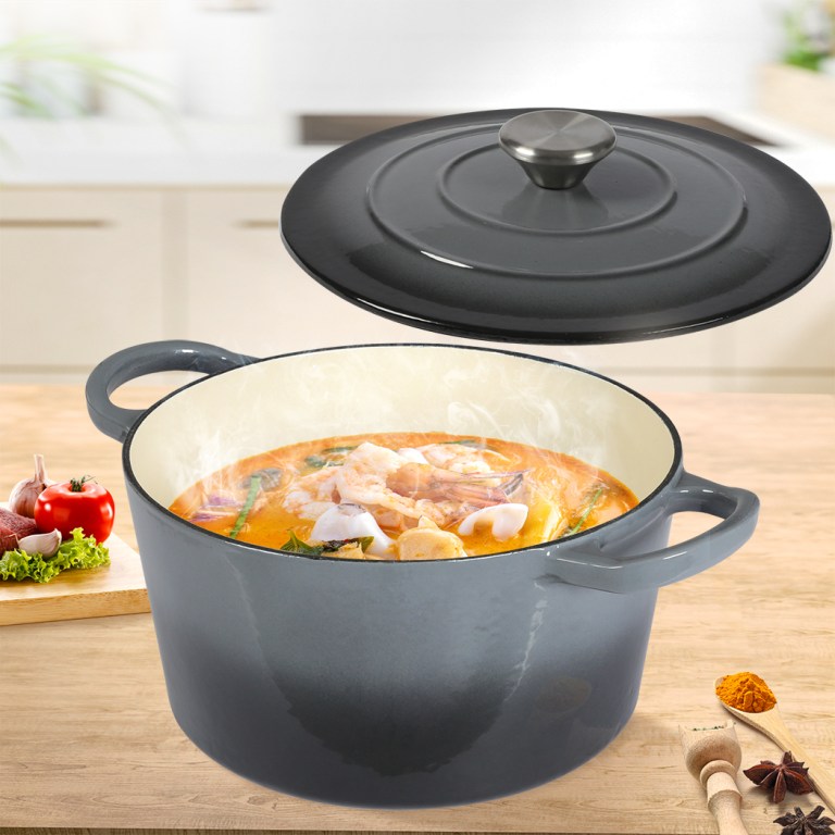 toque 4l enamel dutch oven pot in black colour