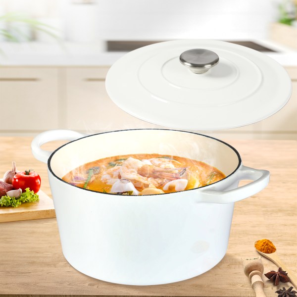 toque 4l enamel dutch oven pot in white colour toque 4l enamel dutch oven pot in white colour