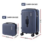 wanderlite 2pcs trunk luggage suitcase travel carry on tsa lock 12 20" navy"