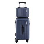 wanderlite 2pcs trunk luggage suitcase travel carry on tsa lock 12 20" navy"