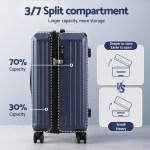 wanderlite 2pcs trunk luggage suitcase travel carry on tsa lock 12 20" navy"