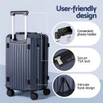 wanderlite 2pcs trunk luggage suitcase travel carry on tsa lock 12 20" navy"