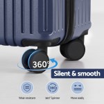 wanderlite 2pcs trunk luggage suitcase travel carry on tsa lock 12 20" navy"