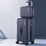 wanderlite 2pcs trunk luggage suitcase travel carry on tsa lock 12 20" navy"
