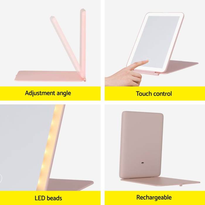 embellir compact makeup mirror w/ led light portable foldable travel beauty pink embellir compact makeup mirror w/ led light portable foldable travel beauty pink