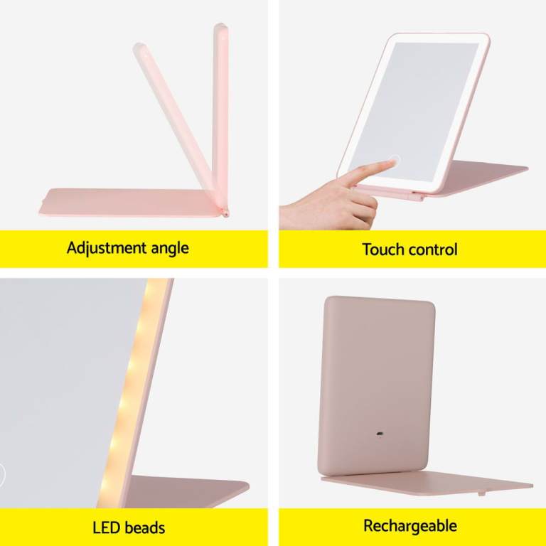 embellir compact makeup mirror w/ led light portable foldable travel beauty pink embellir compact makeup mirror w/ led light portable foldable travel beauty pink