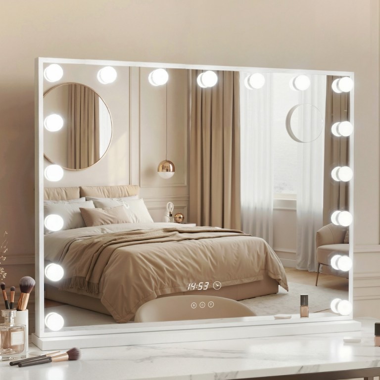 embellir makeup mirror 80x60cm hollywood vanity with led light tabletop white embellir makeup mirror 80x60cm hollywood vanity with led light tabletop white