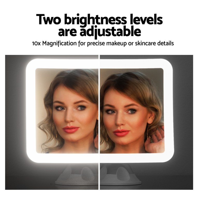 embellir makeup mirror 10x magnification led light adjustable rotation cordless suction cup