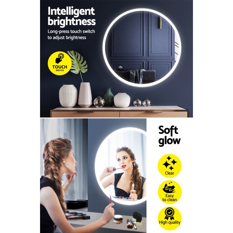 embellir wall mirror 80cm with led light makeup home decor bathroom round vanity