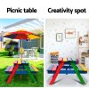 keezi kids wooden picnic table set with umbrella