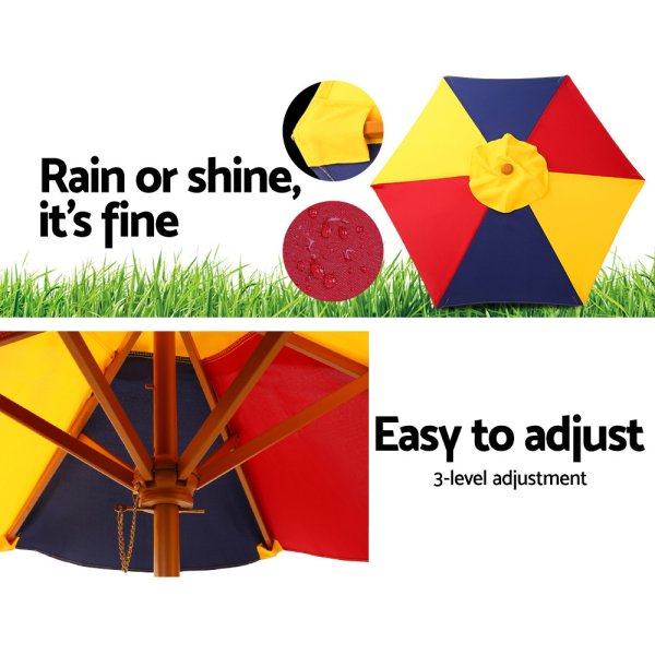 keezi kids wooden picnic table set with umbrella