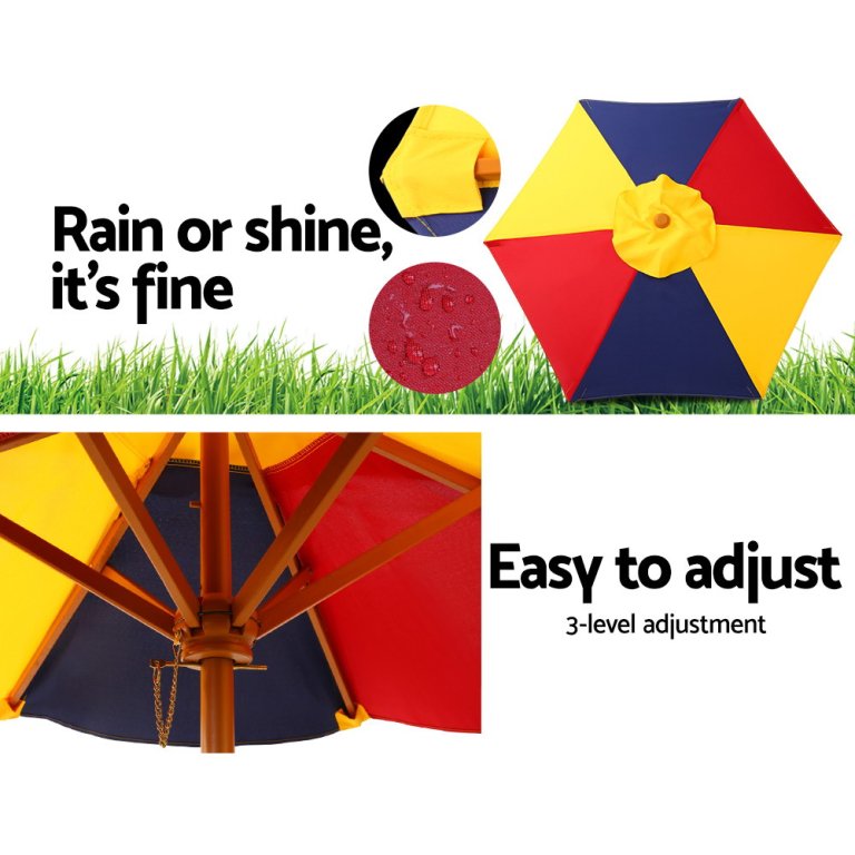 keezi kids wooden picnic table set with umbrella