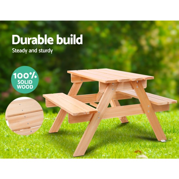 keezi kids wooden picnic table set with umbrella