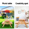 keezi kids wooden picnic table set with umbrella