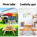 keezi kids wooden picnic table set with umbrella
