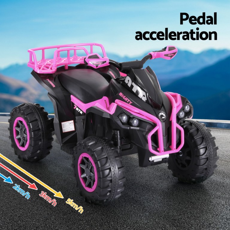 rigo kids ride on car atv quad motorbike storage rack electric toys 12v pink