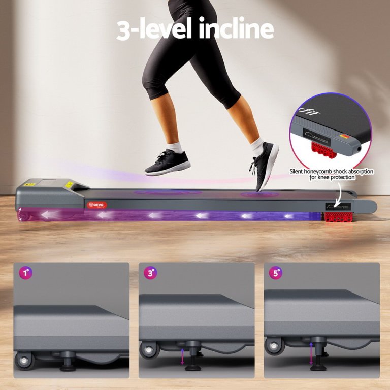 everfit treadmill electric walking pad incline under desk home gym 380mm grey everfit treadmill electric walking pad incline under desk home gym 380mm grey