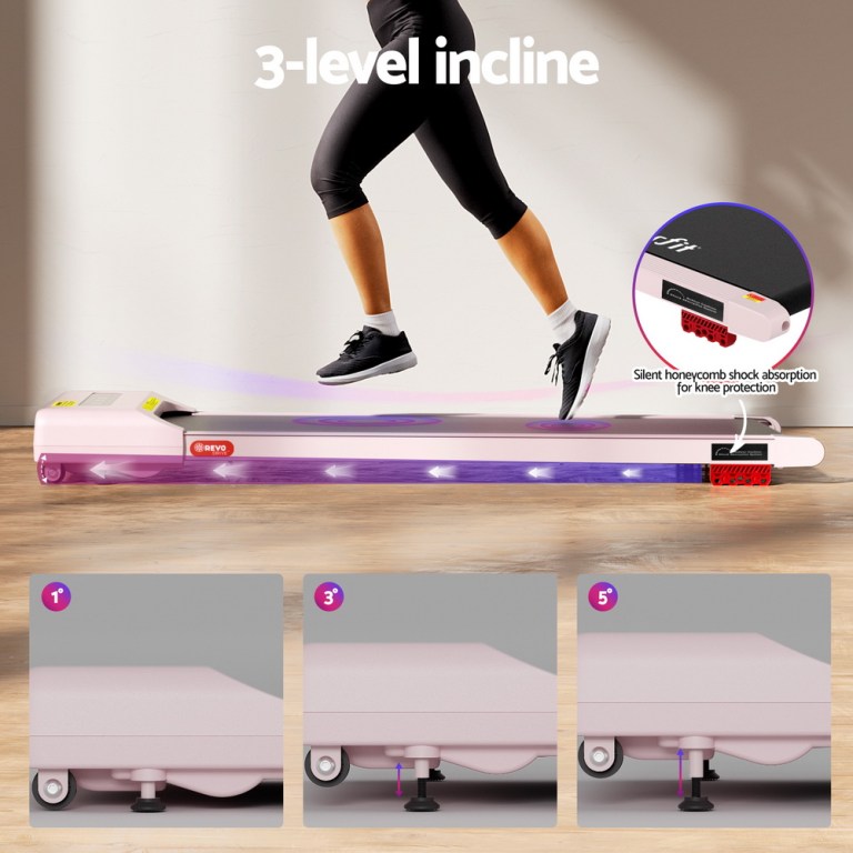 everfit treadmill electric walking pad incline under desk home gym 380mm pink everfit treadmill electric walking pad incline under desk home gym 380mm pink