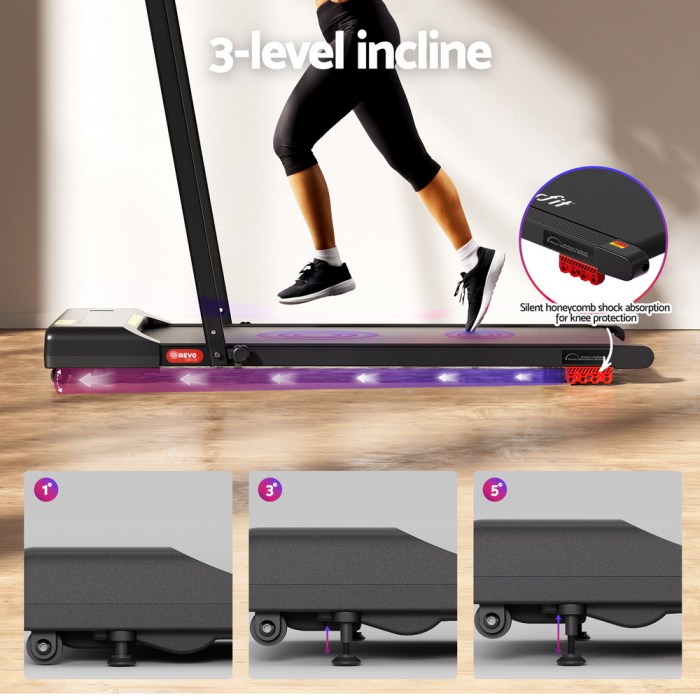 everfit treadmill electric walking pad incline under desk 380mm black everfit treadmill electric walking pad incline under desk 380mm black