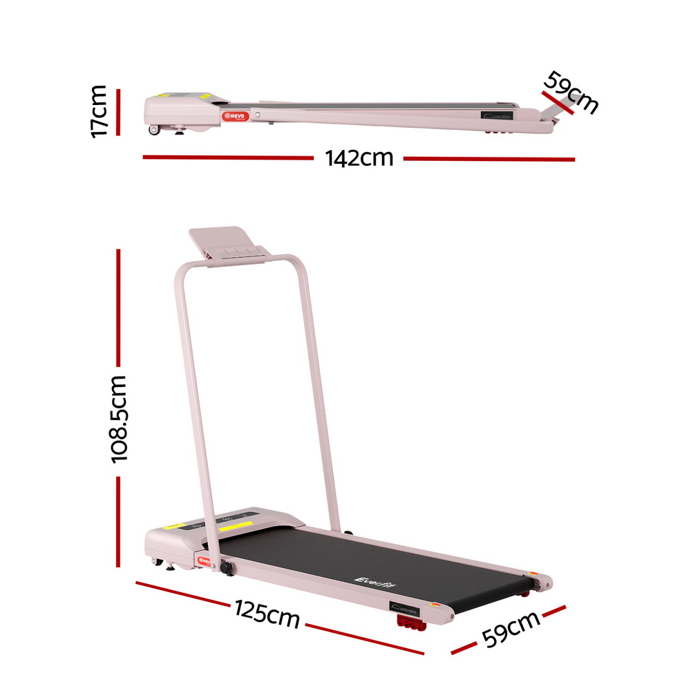 everfit treadmill electric walking pad incline under desk 380mm pink