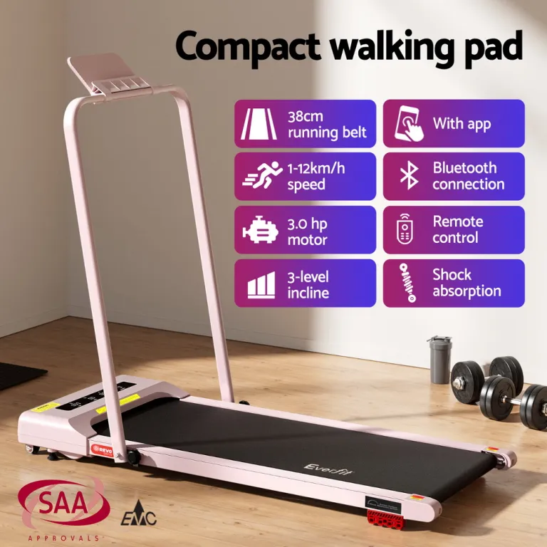 everfit treadmill electric walking pad incline under desk 380mm pink everfit treadmill electric walking pad incline under desk 380mm pink