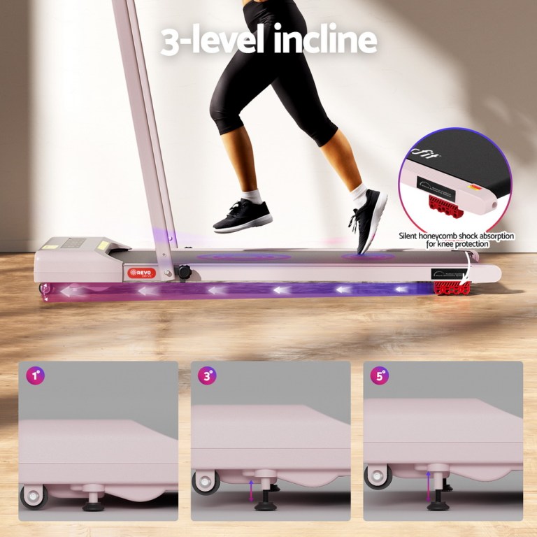 everfit treadmill electric walking pad incline under desk 380mm pink everfit treadmill electric walking pad incline under desk 380mm pink