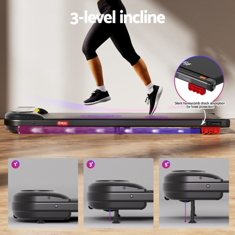 everfit treadmill electric walking pad with incline under desk home gym black