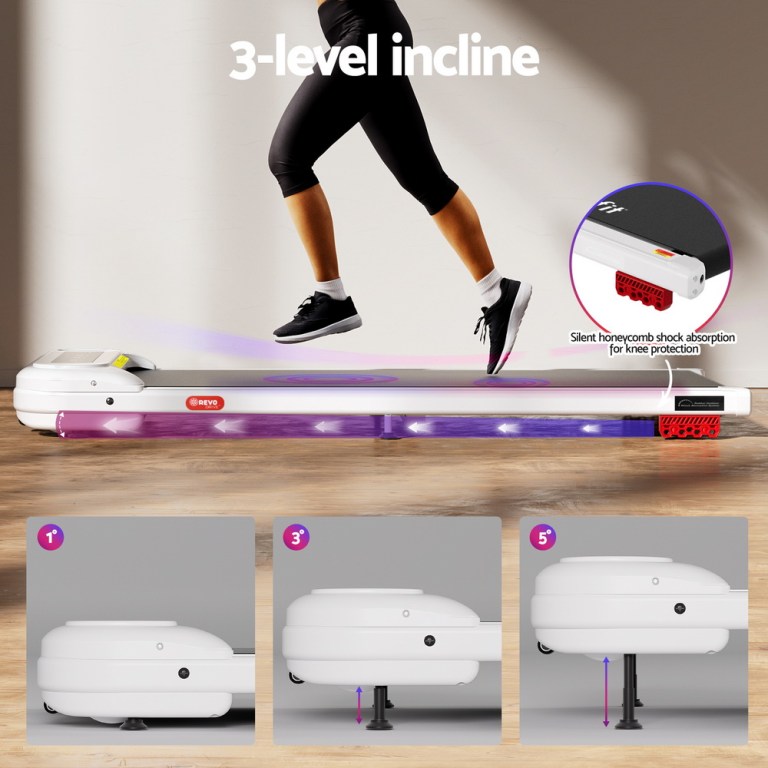 everfit treadmill electric walking pad with incline under desk home gym white
