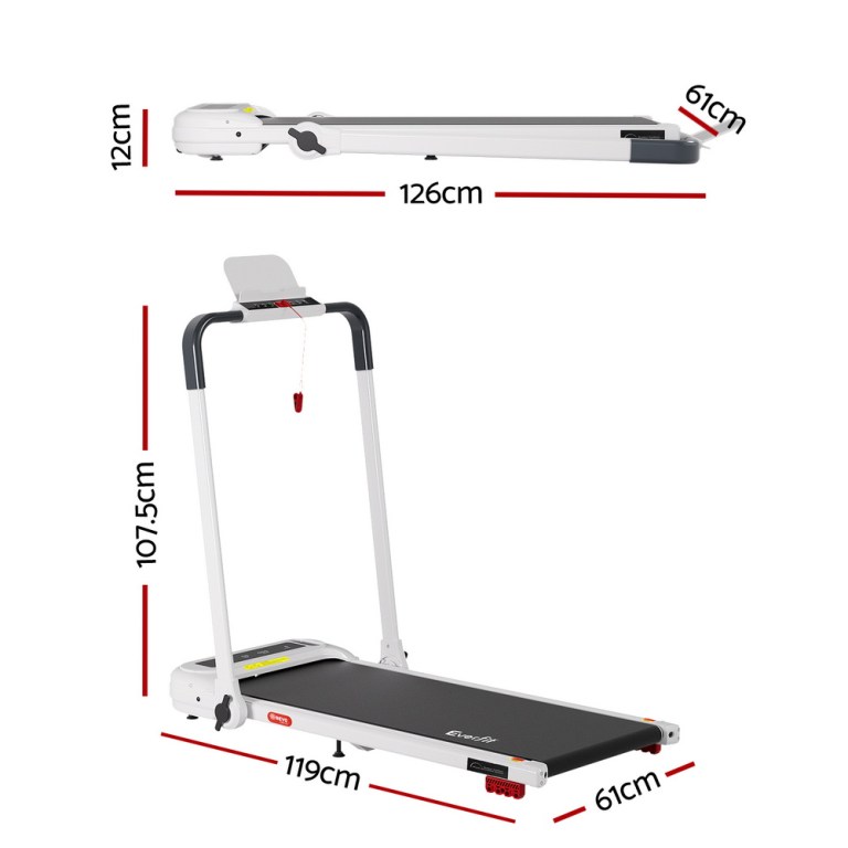 everfit treadmill electric walking pad with incline foldable for home gym white