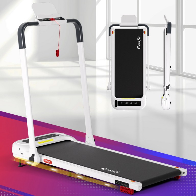 everfit treadmill electric walking pad with incline foldable for home gym white