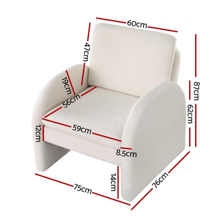 artiss armchair accent chair lounge tub sofa couch curved arm seat boucle white artiss armchair accent chair lounge tub sofa couch curved arm seat boucle white