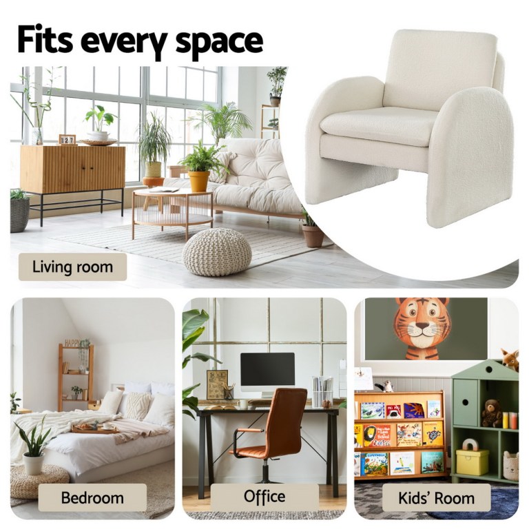 artiss armchair accent chair lounge tub sofa couch curved arm seat boucle white artiss armchair accent chair lounge tub sofa couch curved arm seat boucle white