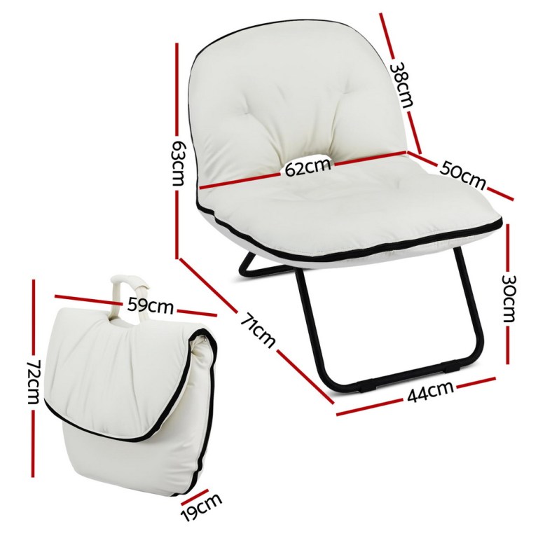 artiss foldable chair 2 in 1 armchair lounge chair portable white