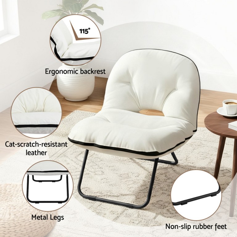artiss foldable chair 2 in 1 armchair lounge chair portable white