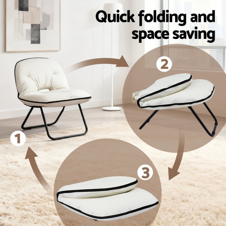 artiss foldable chair 2 in 1 armchair lounge chair portable white