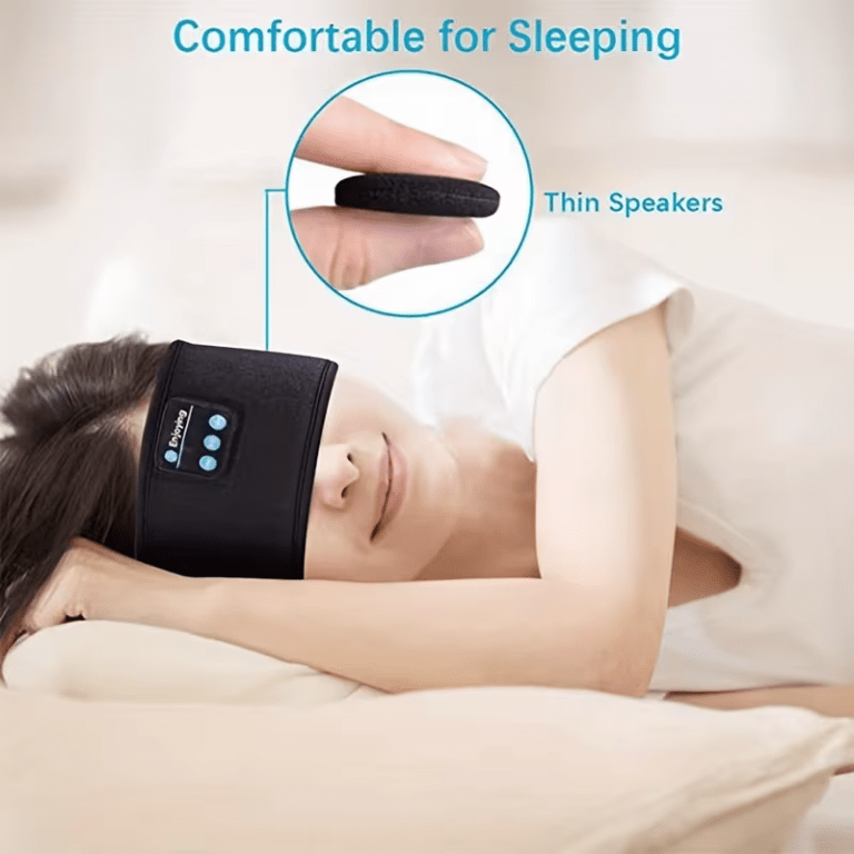 the dual purpose wireless headphones for sleep and exercise feature a headband design that is light, thin and soft, providing a comfortable fit without pressing on the ears