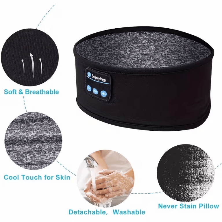 the dual purpose wireless headphones for sleep and exercise feature a headband design that is light, thin and soft, providing a comfortable fit without pressing on the ears