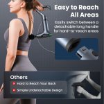 black 3 in 1 massage gun with extendable handle & back strap – 12 speed deep tissue muscle massager, 4 attachments, usb c charging, for athletes, gym recovery & seniors