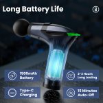 black 3 in 1 massage gun with extendable handle & back strap – 12 speed deep tissue muscle massager, 4 attachments, usb c charging, for athletes, gym recovery & seniors