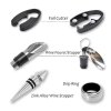 wine accessories gift set (black), 5 piece bottle corkscrew opener kit with novelty bottle shaped case, valentine's day gift for wine lovers