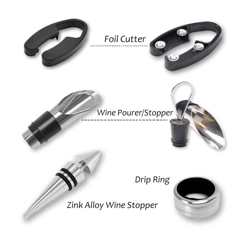 wine accessories gift set (black), 5 piece bottle corkscrew opener kit with novelty bottle shaped case, valentine's day gift for wine lovers wine accessories gift set (black), 5 piece bottle corkscrew opener kit with novelty bottle shaped case, valentine's day gift for wine lovers