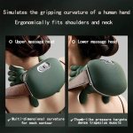 massager, real hand simulation shiatsu deep tissue electric massager for neck, back & shoulders, 3d kneading, 3 speed adjustable usb rechargeable (green)