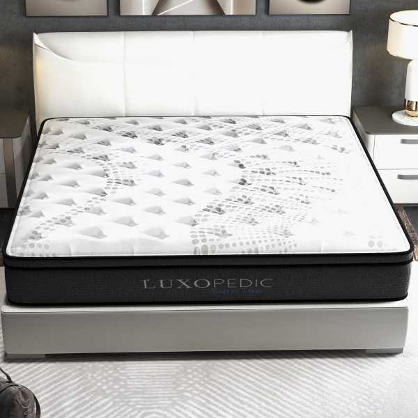 luxopedic pocket spring mattress 5 zone 32cm euro top memory foam medium firm queen white grey luxopedic pocket spring mattress 5 zone 32cm euro top memory foam medium firm queen white grey