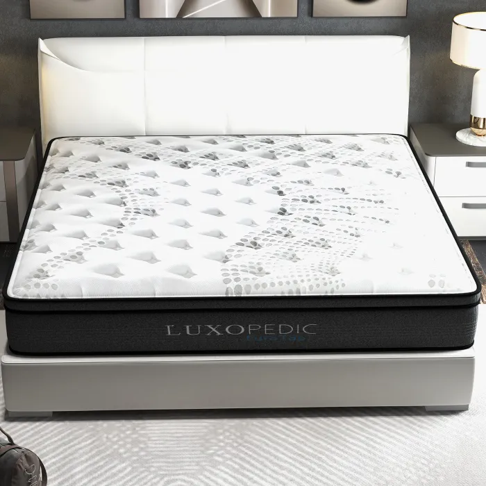 luxopedic pocket spring mattress 5 zone 32cm euro top memory foam medium firm queen white grey luxopedic pocket spring mattress 5 zone 32cm euro top memory foam medium firm queen white grey