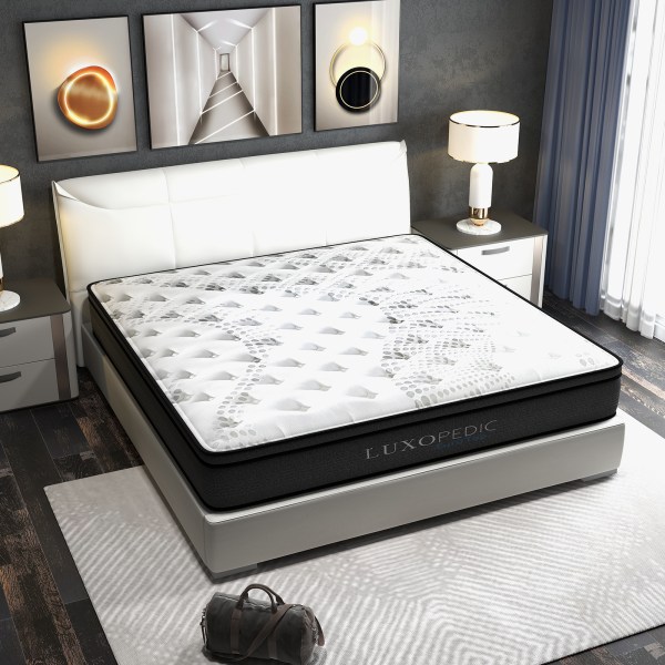 luxopedic pocket spring mattress 5 zone 32cm euro top memory foam medium firm queen white grey luxopedic pocket spring mattress 5 zone 32cm euro top memory foam medium firm queen white grey