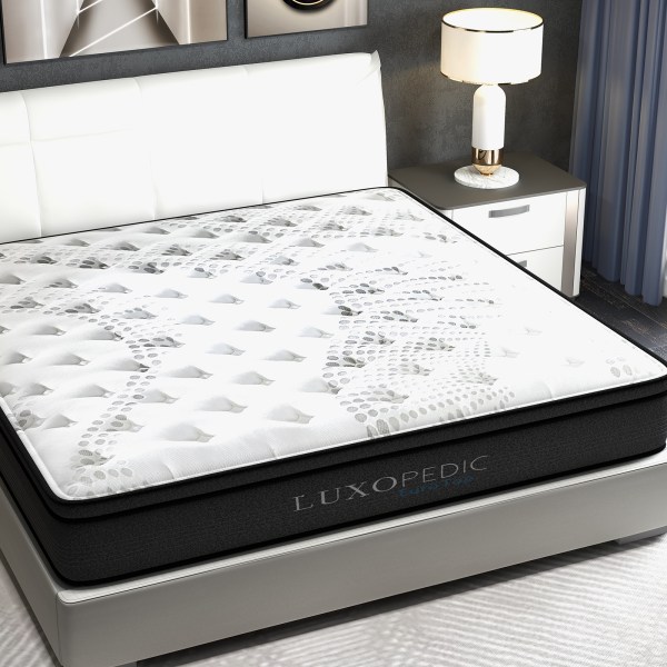luxopedic pocket spring mattress 5 zone 32cm euro top memory foam medium firm queen white grey luxopedic pocket spring mattress 5 zone 32cm euro top memory foam medium firm queen white grey