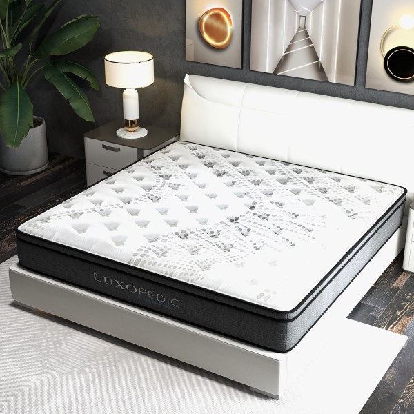 luxopedic pocket spring mattress 5 zone 32cm euro top memory foam medium firm queen white grey luxopedic pocket spring mattress 5 zone 32cm euro top memory foam medium firm queen white grey