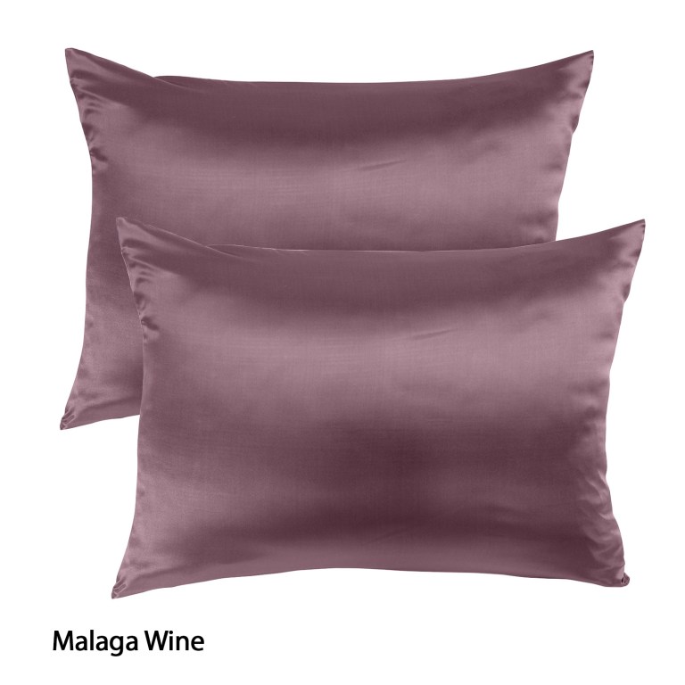 royal comfort mulberry soft silk hypoallergenic pillowcase twin pack 51 x 76cm malaga wine