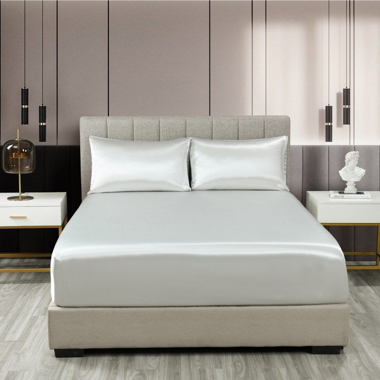 royal comfort satin sheet set 3 piece fitted sheet pillowcase soft king silver